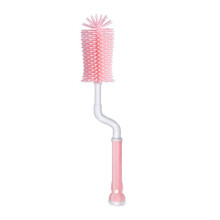 Baby Bottle Brush Silicone 360 Deep Cleaning Long Handle Scratch Bristles for Newborns Pink