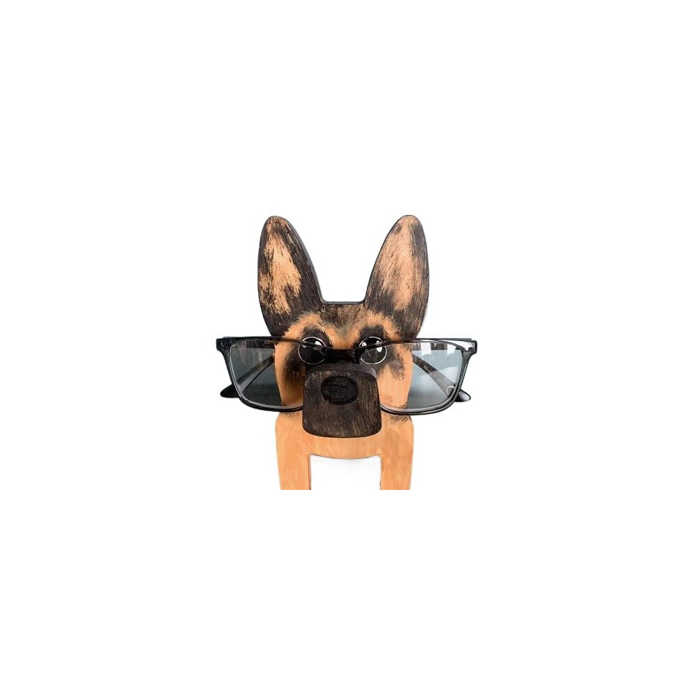 Wooden Eyeglass Holder Shiba Inu Dog Glasses Stand, Cute Decorative Desk Ornament for Home Office