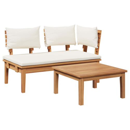 Berkfield Garden Bench and Table Set 2 pcs Cream and Brown 1