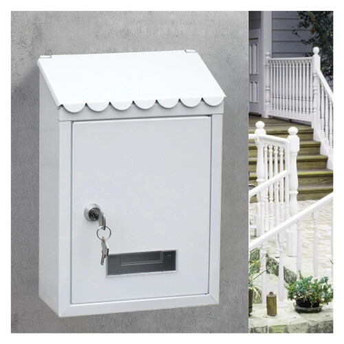 Rust Proof Wall Mounted Mailbox 22x6.5x30CM Black Weather Resistant Secure Post Box for Home 2