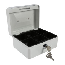 Cash Box with Combination Lock, Durable Metal Money Lock Box for Home, Business or Travel, White