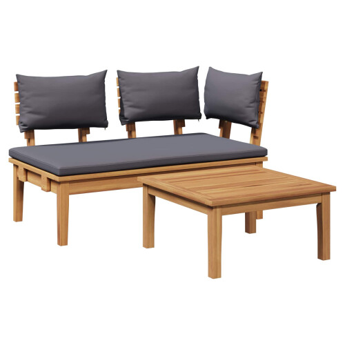 Berkfield Garden Bench and Table Set 2 pcs Grey and Brown Solid Teak wood 1