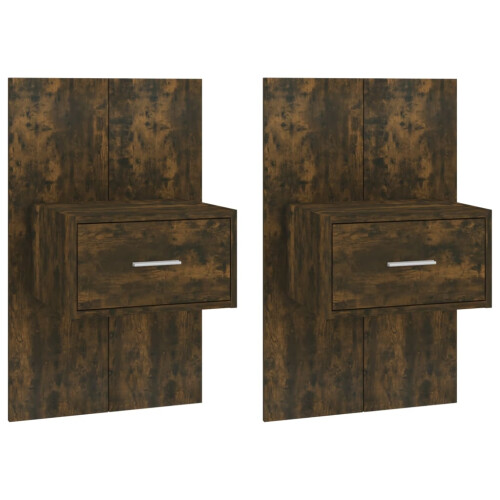 Berkfield Wall-mounted Bedside Cabinets 2 pcs Smoked Oak 1
