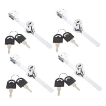 4pcs Keyless Glass Cabinet Lock Set, Durable Push Latch for Sliding Display Doors, Easy Operation