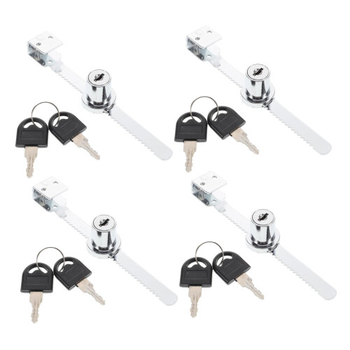 4pcs Keyless Glass Cabinet Lock Set, Durable Push Latch for Sliding Display Doors, Easy Operation