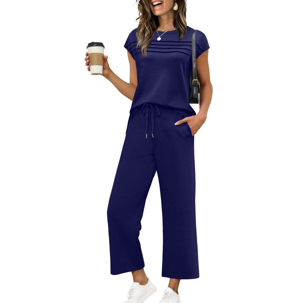Women's Casual Travel Vacation Two-Piece-Navy Blue XL