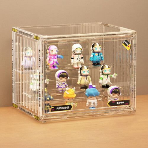 3 Tier Acrylic Display Case for Figures, Stackable Clear Display Box with Dustproof Cover and Durable Acrylic Build