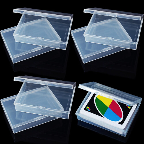 6 Pack Clear Plastic Playing Card Case, Durable Trading Card Deck Box with Easy Snap Closure