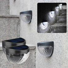 Ozmmyan Solar Fence Lights, op zonne-energie werkende buitenverlichting voor hekwerk, trappen, palen en muren (zwarte behuizing) Geweldige