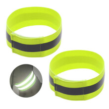 Set de 2 brățări reflectorizante cu velcro reflectorizant, galben neon