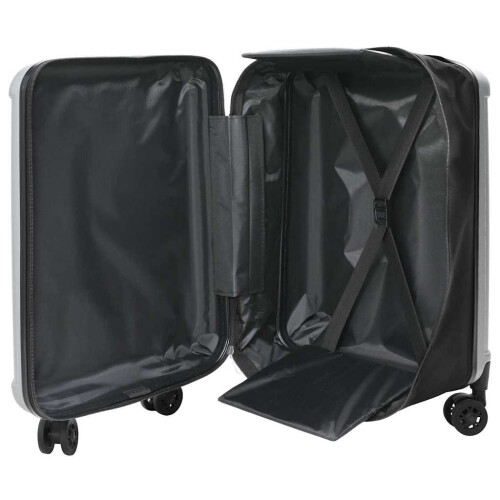 Berkfield Suitcase Folding with Lock Silver 43 x 27 x 66 cm ABS Plastic 1