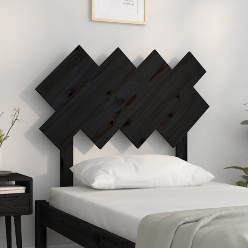 Berkfield Bed Headboard Black 92x3x81 cm Solid Wood Pine 2