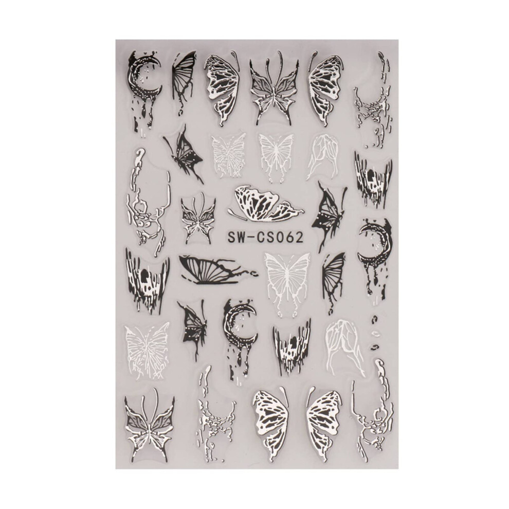 Butterfly Nail Stickers Gold and Silver SelfAdhesive Decals with Large Motifs for Quick Nail Enhancement
