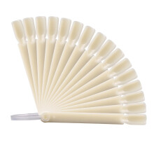 Beige Press On Nails Kit 32Pcs Long Full Cover Acrylic Nail Practice Display Board Reusable Design