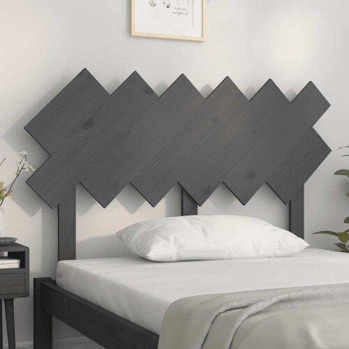 Berkfield Bed Headboard Grey 122.5x3x80.5 cm Solid Wood Pine 2