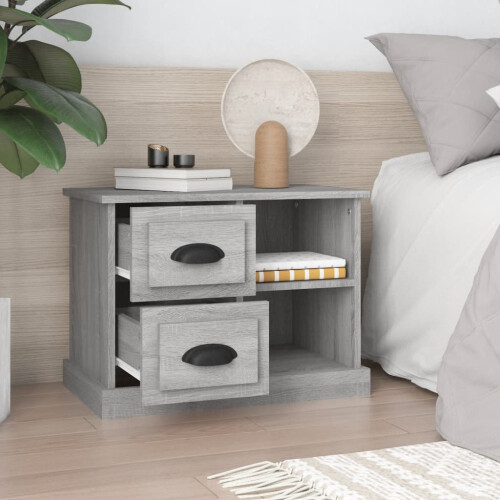 Berkfield Bedside Cabinet Grey Sonoma 60x35.5x45 cm 2