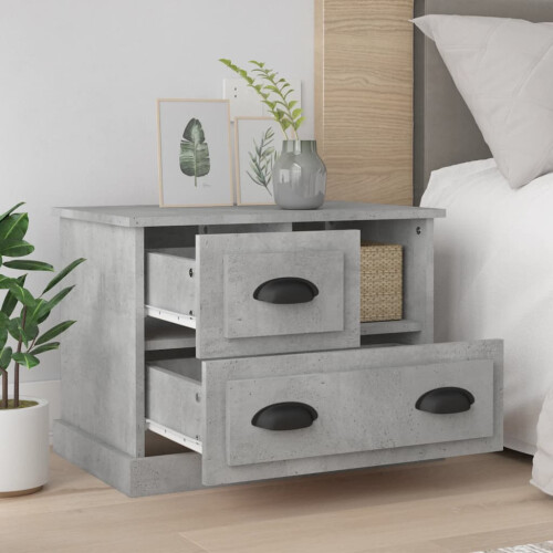 Berkfield Bedside Cabinet Concrete Grey 60x39x45 cm 2