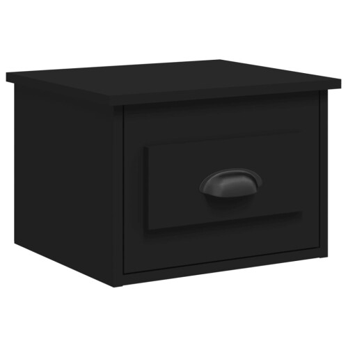 Berkfield Wall-mounted Bedside Cabinet Black 41.5x36x28cm 1