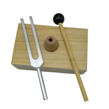 Tuning Fork 512HZ Vibration with Wood Resonator Box Experimental Instrument for Sound Therapy, Yoga, Meditation