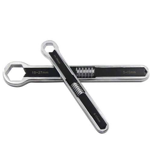 2Pcs Multifunctional Ring Wrench Set Adjustable Large/Small Double-Headed Wrench Universal Maintenance Hand Tools