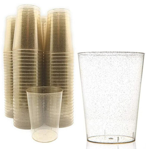 100 Disposable Gold Powder Plastic Cup Making Plastic Cup Flat Bottom Cup Ice Cream Cup Wedding Cup Party Cup