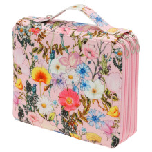 Colored Pencil Case Large Capacity 124 Slots Waterproof Oxford Multi Layer Organizer for Artists Pink