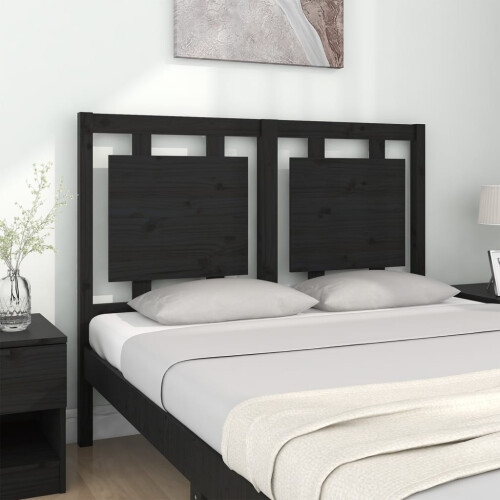 Berkfield Bed Headboard Black 125.5x4x100 cm Solid Pine Wood 2