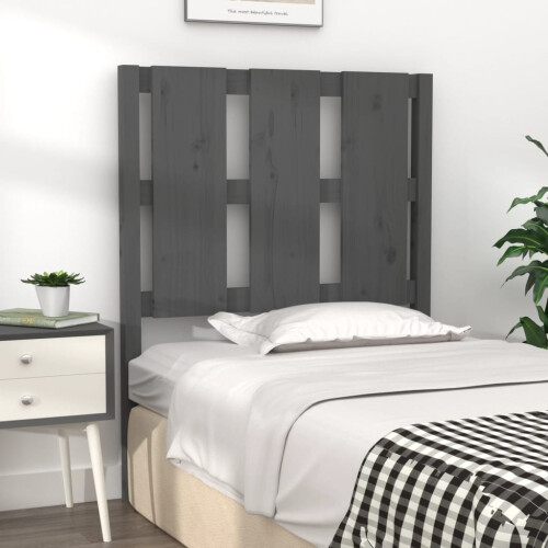 Berkfield Bed Headboard Grey 80.5x4x100 cm Solid Wood Pine 2