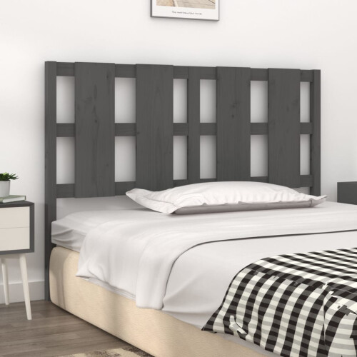 Berkfield Bed Headboard Grey 125.5x4x100 cm Solid Wood Pine 2