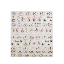 Leopard Print Nail Art Stickers with Bowknot Design, Self Adhesive Decals for Girls DIY Tiger Manicure A2