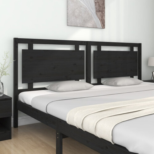 Berkfield Bed Headboard Black 205.5x4x100 cm Solid Pine Wood 2