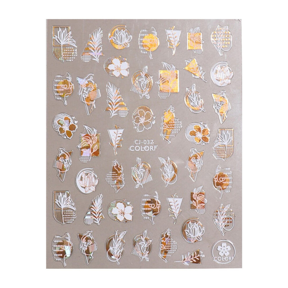 Holographic Nail Stickers 3D Nail Art with Shiny Foil Flower Design Self Adhesive DIY Manicure for Girls