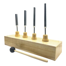 4 Pezzi di Frequenza Precisa 256Hz 320HZ 384HZ 512Hz Set di Diapason per Musica Calibro di Misura A Forchetta Piatta per Musica con Martello