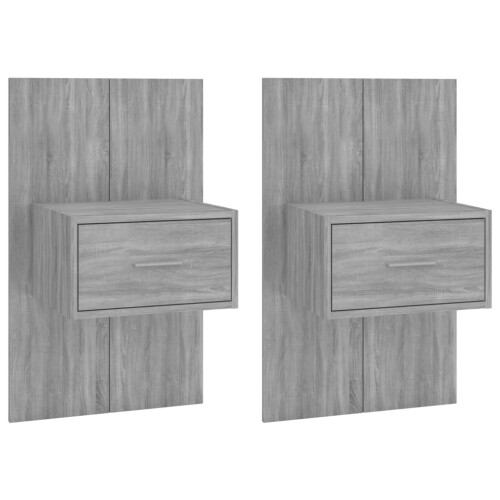 Berkfield Wall-mounted Bedside Cabinets 2 pcs Grey Sonoma 1