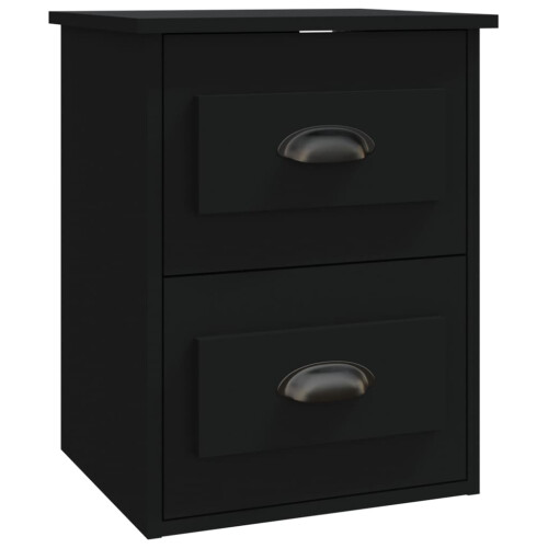Berkfield Wall-mounted Bedside Cabinet Black 41.5x36x53cm 1