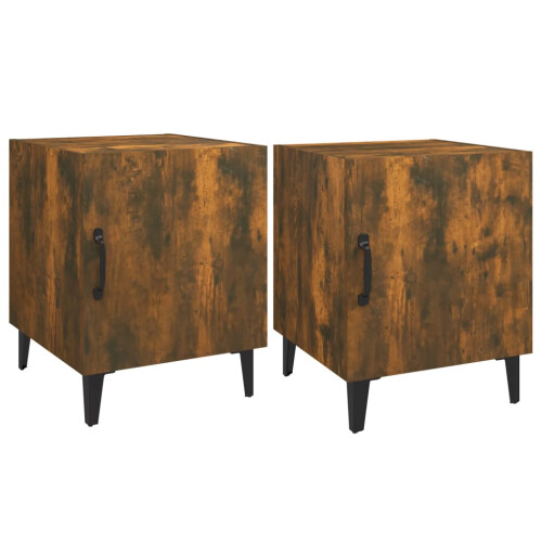 Berkfield Bedside Cabinets 2 pcs Smoked Oak Engineered Wood 1