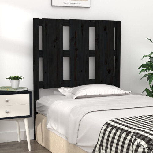 Berkfield Bed Headboard Black 80.5x4x100 cm Solid Wood Pine 2