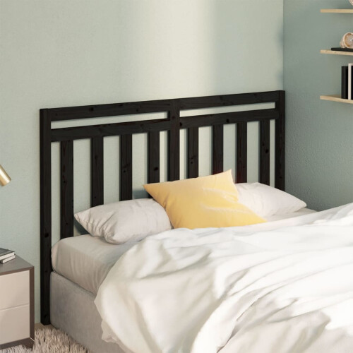 Berkfield Bed Headboard Black 126x4x100 cm Solid Wood Pine 2