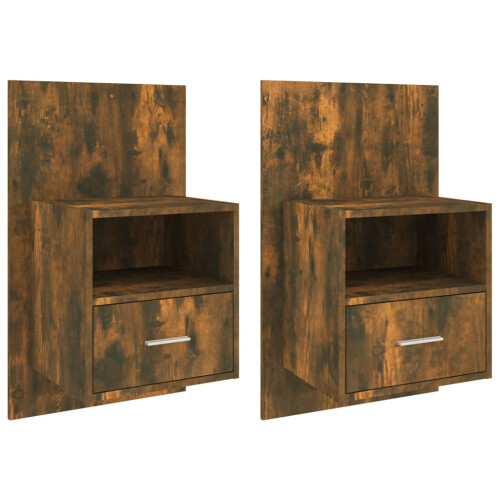 Berkfield Wall-mounted Bedside Cabinets 2 pcs Smoked Oak 1
