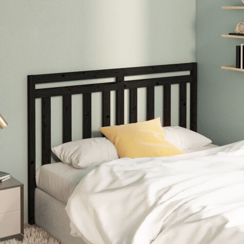 Berkfield Bed Headboard Black 156x4x100 cm Solid Wood Pine 2