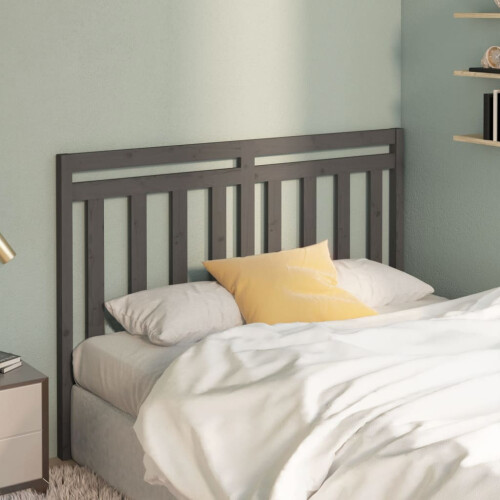 Berkfield Bed Headboard Grey 126x4x100 cm Solid Wood Pine 2
