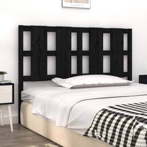 Berkfield Bed Headboard Black 125.5x4x100 cm Solid Wood Pine 2