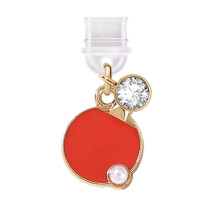 Type C Dust Plug with Cute Table Tennis Racket Phone Charm for iPhone 15/16 Samsung Xiaomi Android (Red)