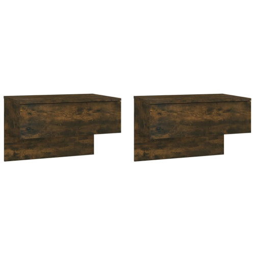 Berkfield Wall-mounted Bedside Cabinets 2 pcs Smoked Oak 1