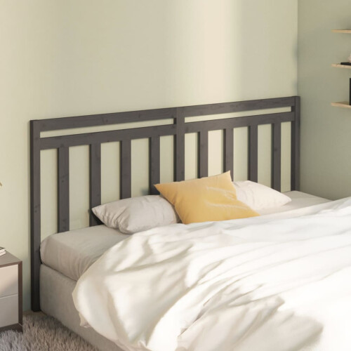 Berkfield Bed Headboard Grey 186x4x100 cm Solid Wood Pine 2