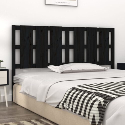 Berkfield Bed Headboard Black 165.5x4x100 cm Solid Wood Pine 2