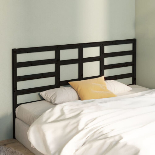 Berkfield Bed Headboard Black 206x4x104 cm Solid Wood Pine 2