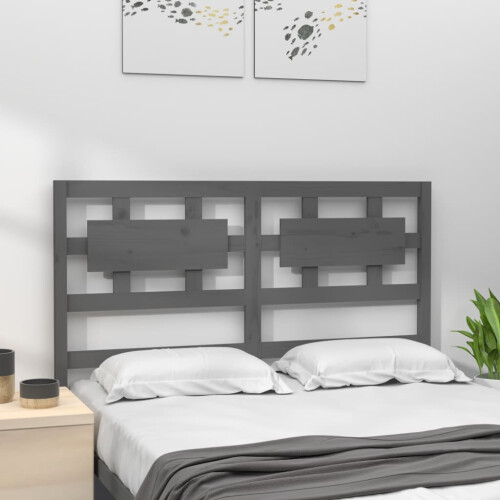 Berkfield Bed Headboard Grey 125.5x4x100 cm Solid Wood Pine 2