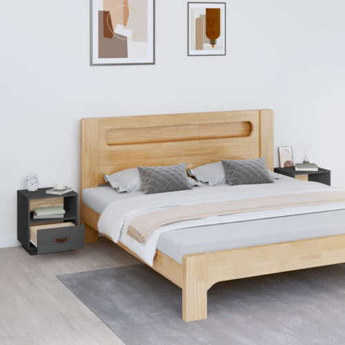 Berkfield Bedside Cabinets 2 pcs Grey 40x34x45 cm Solid Wood Pine 2