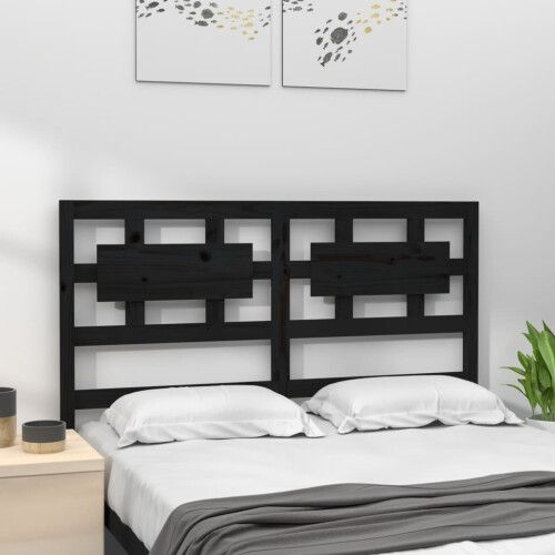Berkfield Bed Headboard Black 125.5x4x100 cm Solid Wood Pine 2